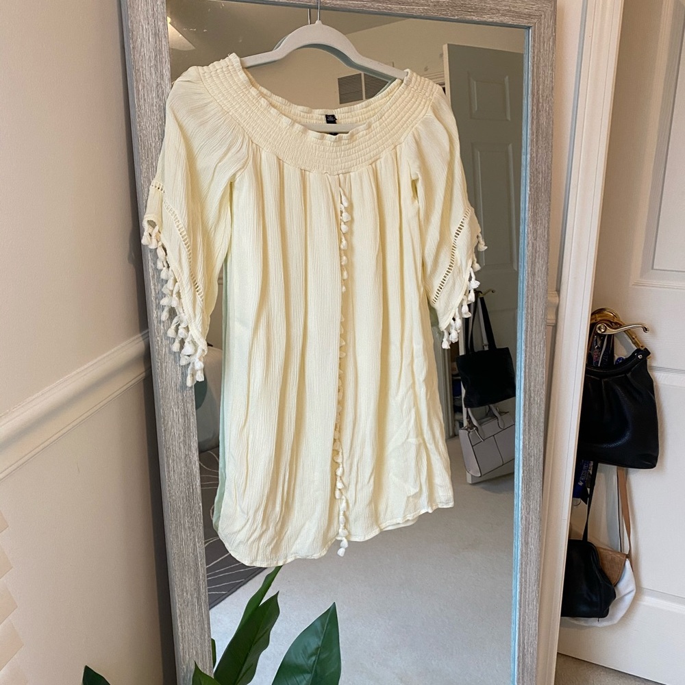 Boho cream off the shoulder dress